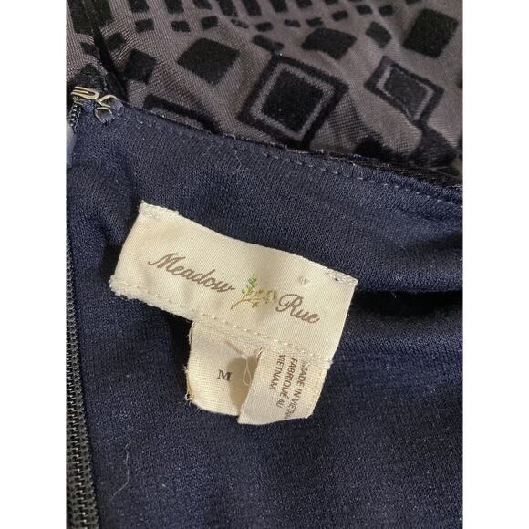 Anthropologie Meadow Rue Size Medium Midnight Blue Lined Velvet Dress A Line - Picture 7 of 8